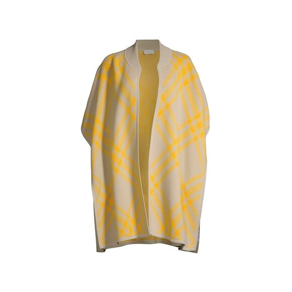 Burberry 'Carly' Check Wool Yellow Cape Size OS - Picture 1 of 5